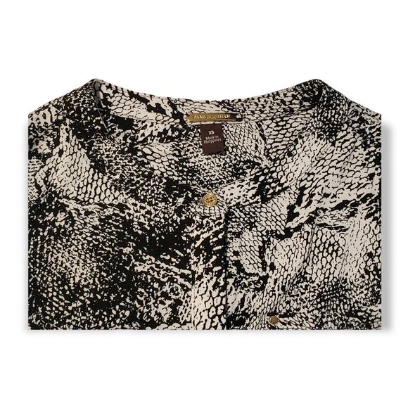 Dana Buchman Black & White Snakeskin Print Button Up Long Sleeved Blouse Shirt - Picture 6 of 6